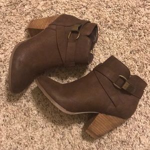 Brown Faux Leather Booties